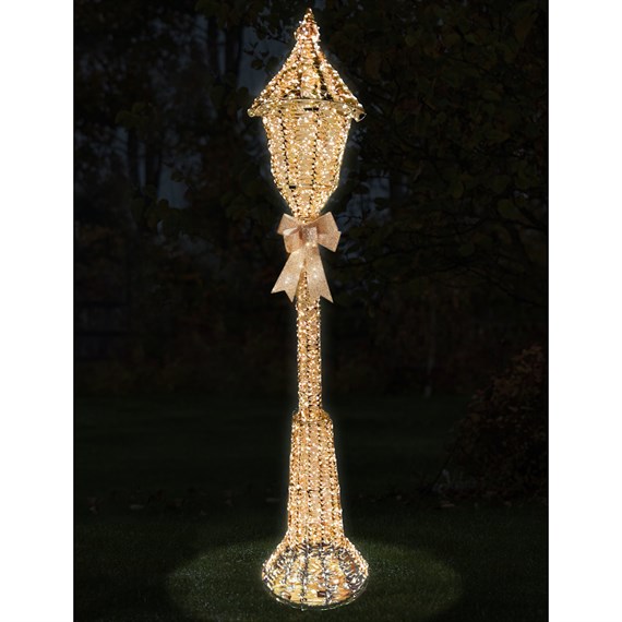 Three Kings 230cm Gold Twist Light Up Christmas Lamppost Decoration (2506082)