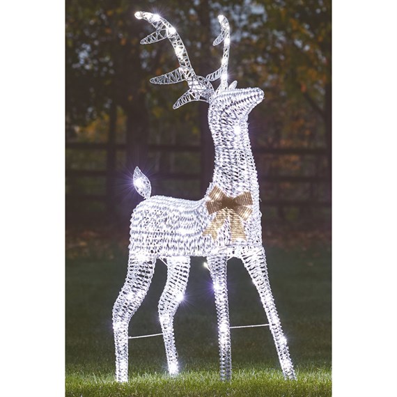Three Kings 230cm Silver Glitter Twist Light Up Christmas Reindeer Decoration (2506049)