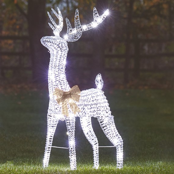 Three Kings 235cm Silver Glitter Twist Light Up Christmas Reindeer Decoration (2506048)