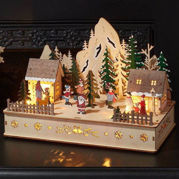 Three Kings 28cm Santa's Woodland Village Light Up Christmas Decoration (2590067)