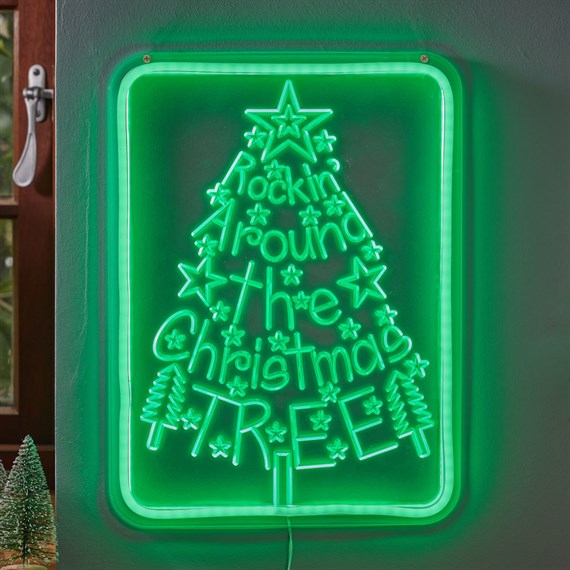 Three Kings 40cm Neonesque Rockin' Tree Light Up Christmas Sign (2506075)