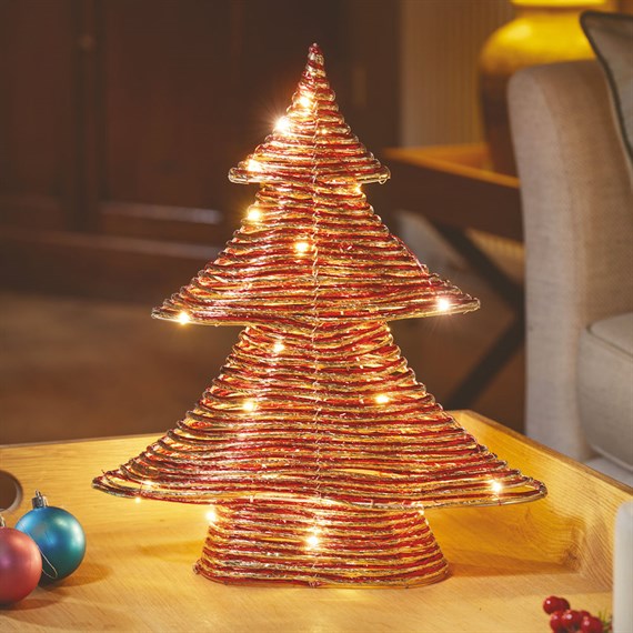 Three Kings 40cm Red & Gold Braid Wonder Tree Light Up Christmas Decoration (2532132)