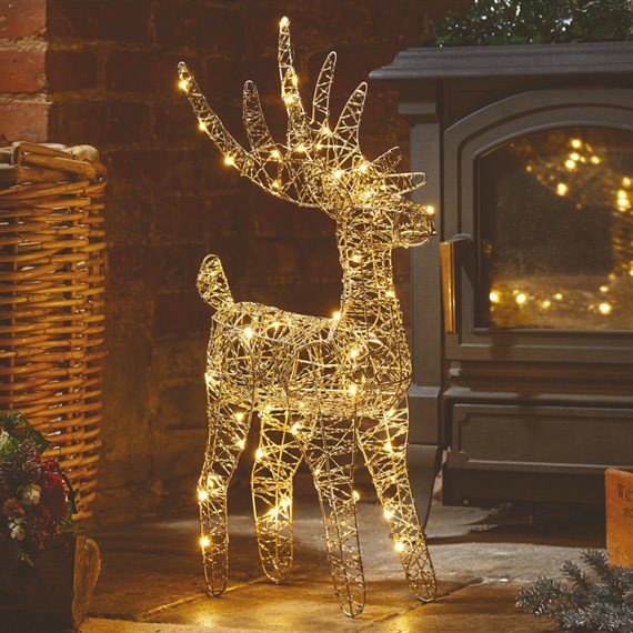 Three Kings 43cm Gold Weave Wonder Deer Light Up Christmas Decoration (2532123)