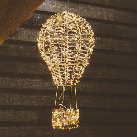 Three Kings 60cm Gold Twist Light Up Christmas Hot Air Balloon Decoration (2506046)