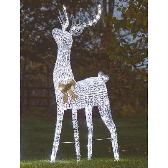 Three Kings 80cm Silver Glitter Twist Light Up Christmas Reindeer Decoration (2506051)