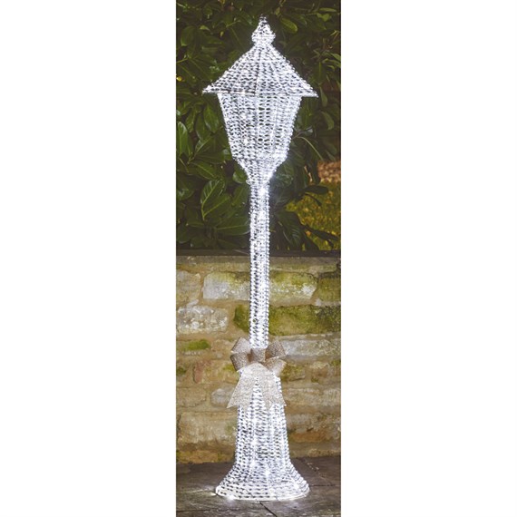 Three Kings 95cm Silver Glitter Twist Light Up Christmas Lamp Post Decoration (2506053)