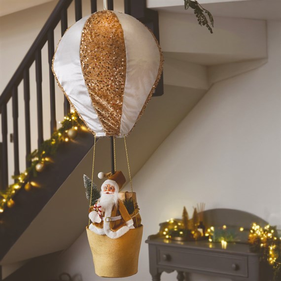 Three Kings Santa's Gold Hot Air Balloon Hanging Christmas Decoration (2516055)