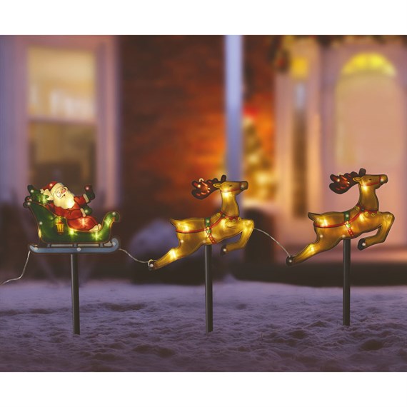 Three Kings Santa Sleigh Christmas Stakes Path Stake Lights (2501026)