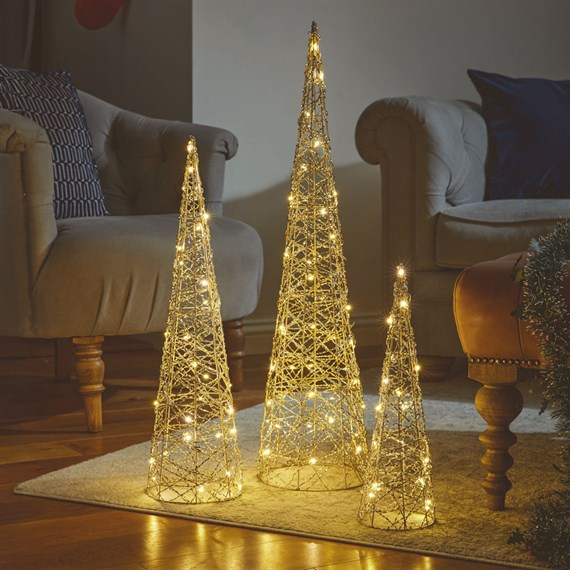 Three Kings Set of 3 Gold Weave Light Up Christmas Treebelisks (2532125)