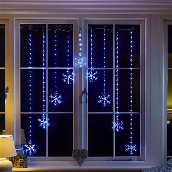 Three Kings 1.2m Snowflake Curtain Lights Christmas Decoration - Cool White (2514007)