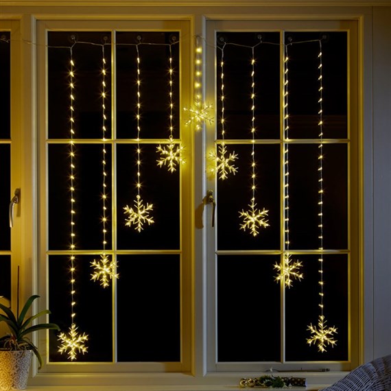 Three Kings 1.2m Snowflake Curtain Lights Christmas Decoration - Warm White (2514006)