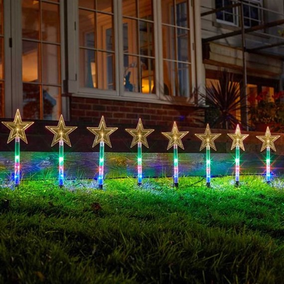 Three Kings Star Decor Light Up Christmas Garden Stakes - Set of 8 (2501007)