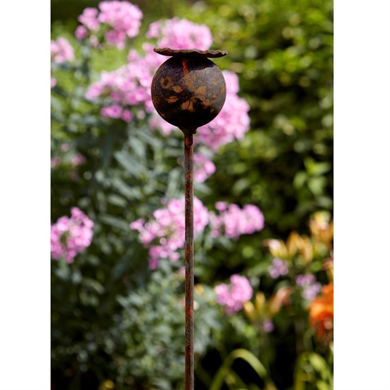 Tom Chambers 1.58m Rusty Poppy Plant Large Garden Stake (CG032)
