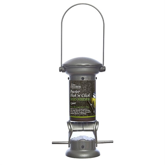 Tom Chambers Pewter Flick 'n' Click Seed Wild Bird Feeder (CS101)