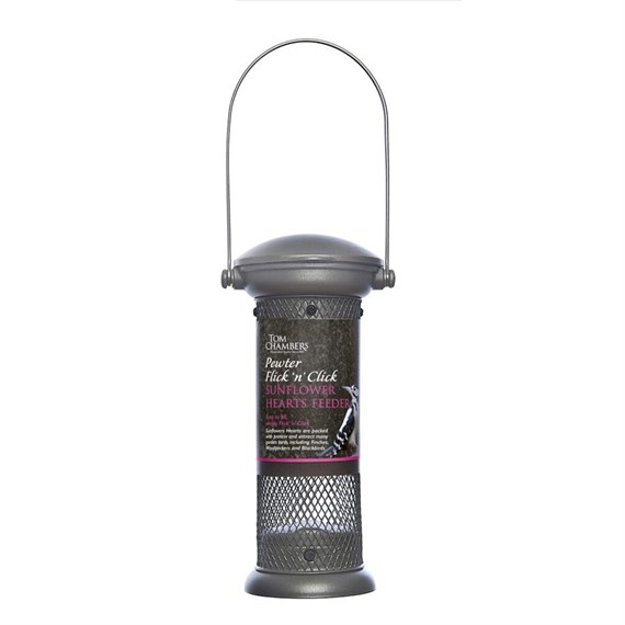 Tom Chambers Pewter Flick 'n ' Click Sunflower Hearts Wild Bird Feeder (CS107)