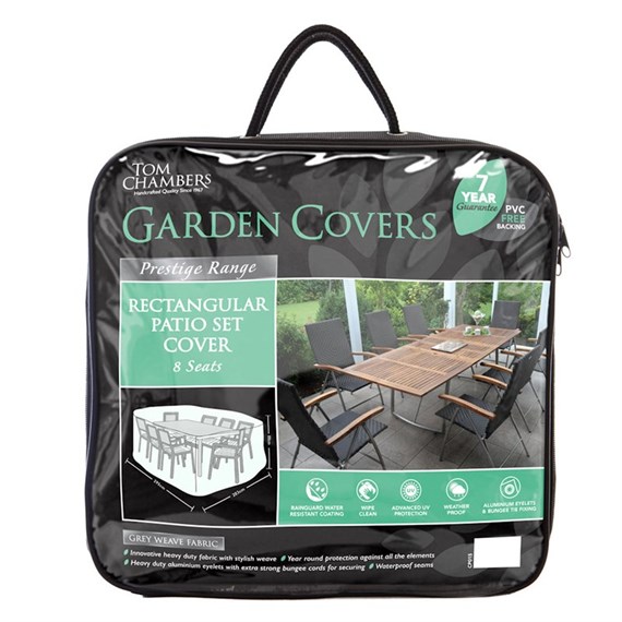 Tom Chambers Rectangular Patio Set Furniture Cover - 8 Seat - Prestige Grey (CP015)