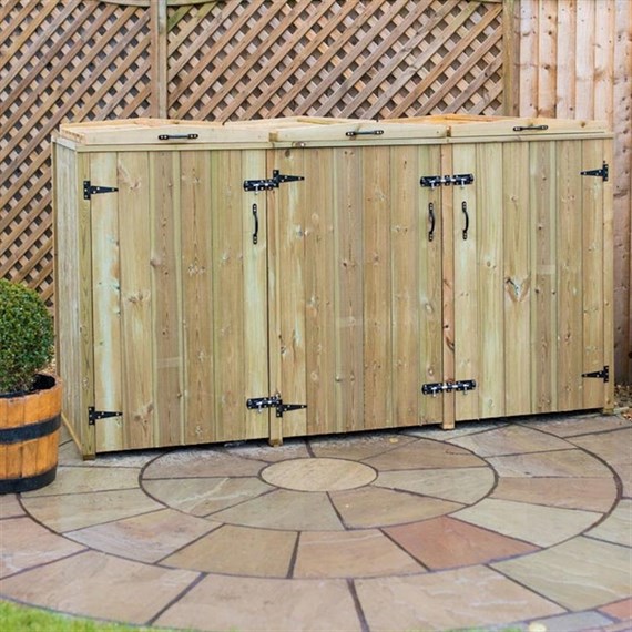 Garden Village Wheelie Bin Screen Triple Chest 140L - Direct Dispatch