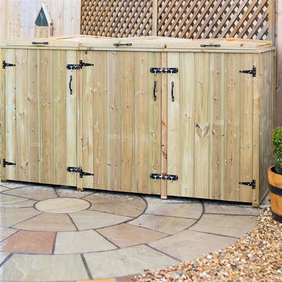 Garden Village Wheelie Bin Screen Triple Chest 240L - Direct Dispatch
