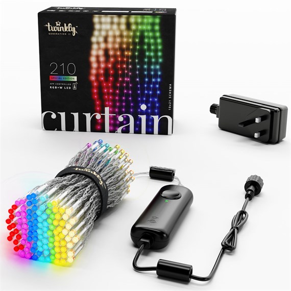 1.4x2.1m 210 App Controlled RGB LED Smart Curtain Christmas String Lights from Twinkly