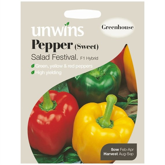 Unwins Seeds Pepper (Sweet) Salad Festival F1 (30310178) Vegetable Seeds