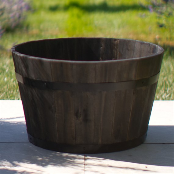 VegTrug 18 Inch Wooden Barrel Large Dark Oil (46280D)
