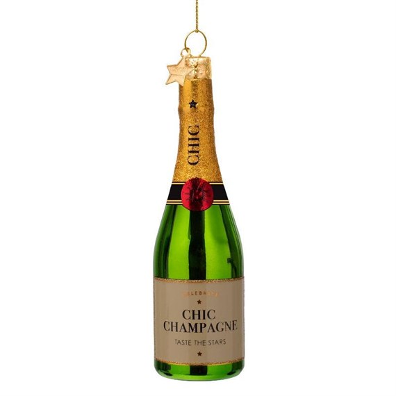Vondels Bottle of Champagne 14cm Glass Christmas Ornament (1250537140017)