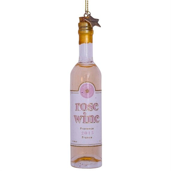 Vondels Bottle of Rose Wine 11cm Glass Christmas Ornament (3217000110012)