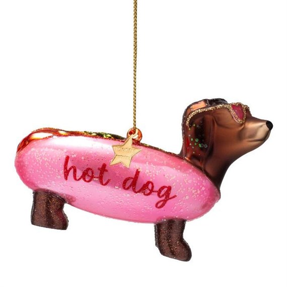 Vondels Hotdog Dachshund 6cm Glass Christmas Ornament (2250320060019)