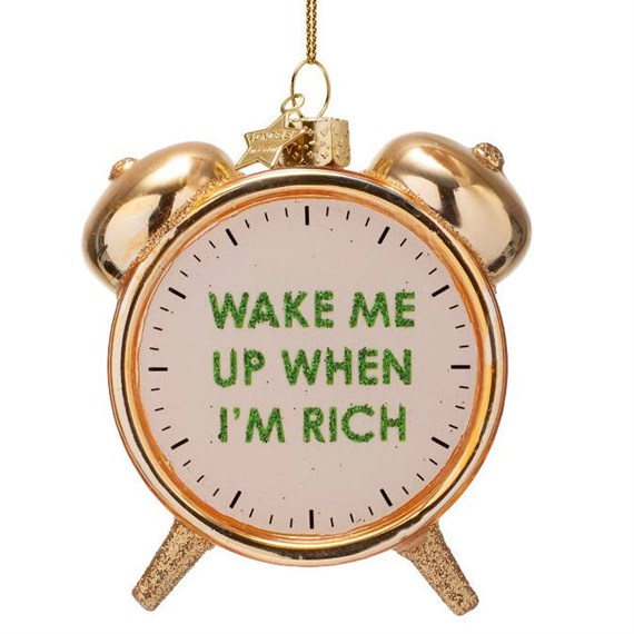 Vondels Rich Clock Alarm 9cm Glass Christmas Ornament (2250101090075)