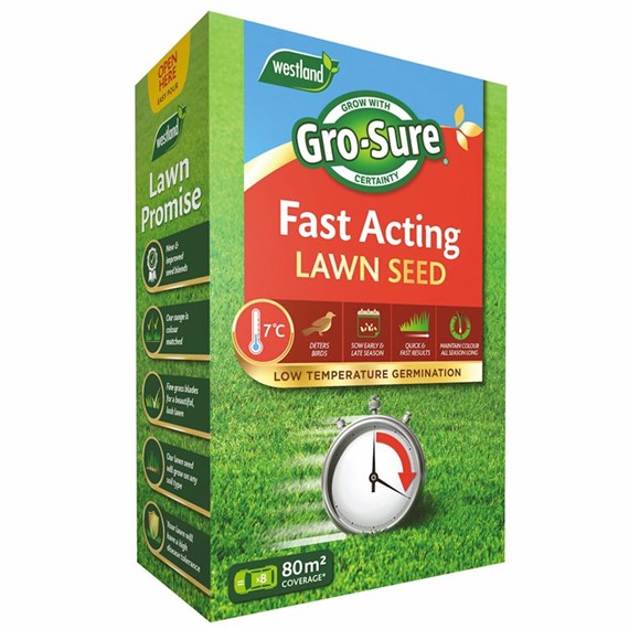 Gro-Sure Fast Acting Grass Lawn Seed - 80 sq.m - 2.4kg (20500179)