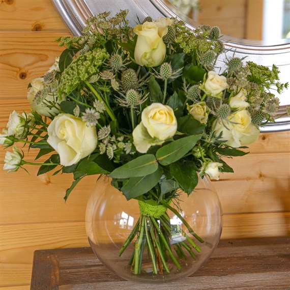 White Hand Tied Bouquet - Premium