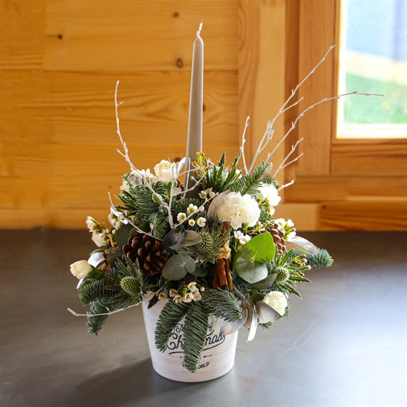 Winter Forest Christmas Floral Pot Arrangement