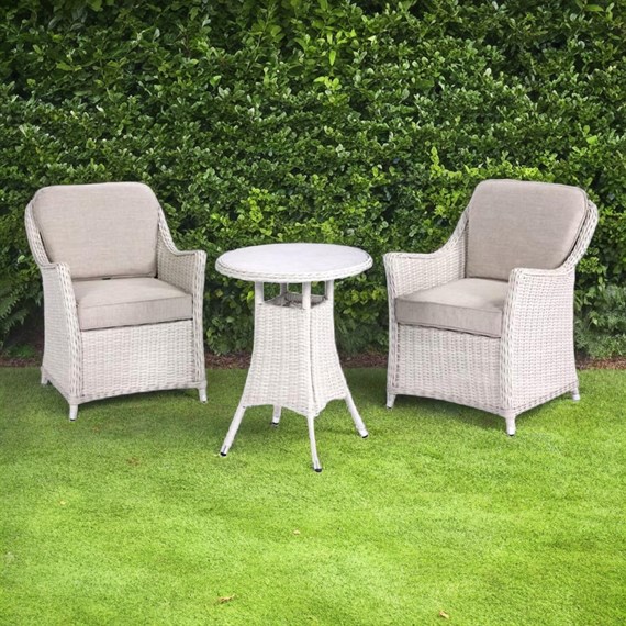 Woodlodge Antigua Pearl and Oatmeal Outdoor Garden Furniture Bistro Set (C-24-B-017)