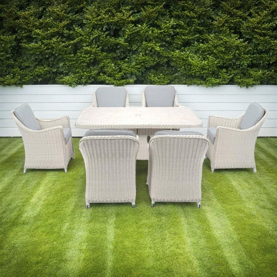 Woodlodge Antigua Pearl and Ash 6 Seat Rectangular Outdoor Garden Furniture Dining Set