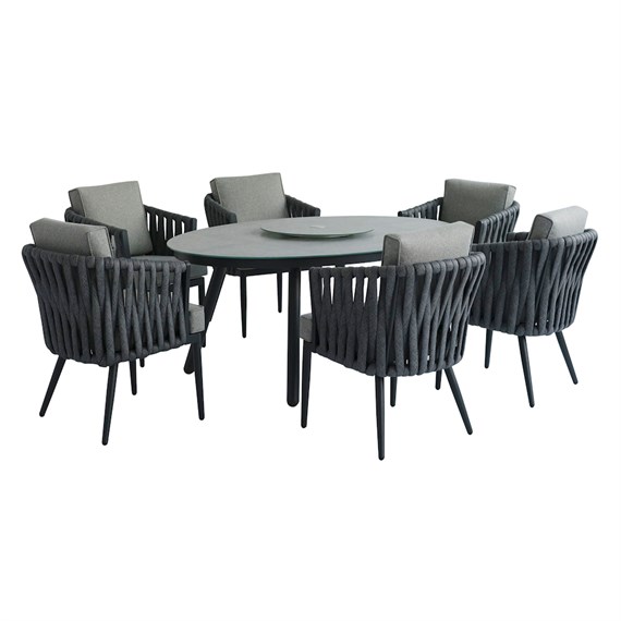 Woodlodge Seychelles 6 Seat Oval Outdoor Garden Furniture Set (D-24-L-003)