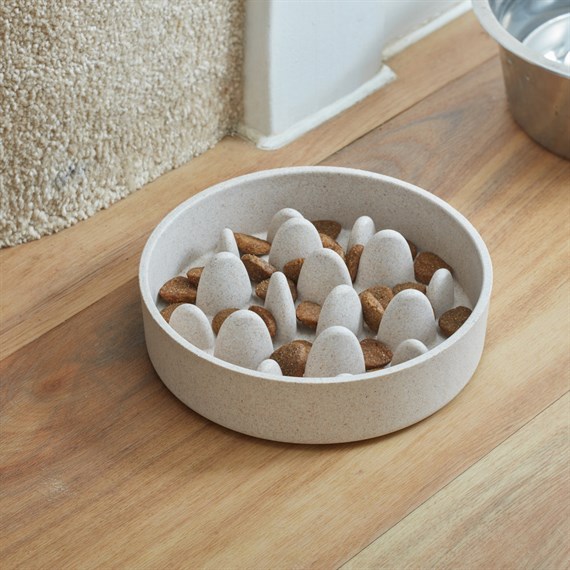 Zoon FloorGrip Bamboo Pet Slow Feeder - 17cm - Stone (8005066)