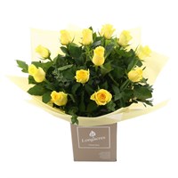 12 Long Stem Yellow Rose Valentine's Day Hand Tied Bouquet 