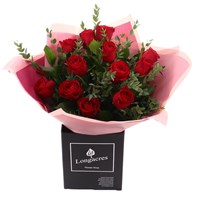 12 Short Stem Red Roses Valentine's Day Hand Tied Bouquet 