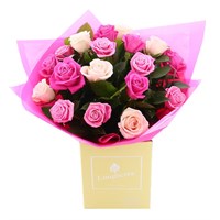 18 Mixed Pink Rose Valentine's Day Hand Tied Bouquet 