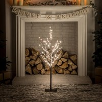 Noma 90cm Snowy Twig Tree With Berries LED Christmas Decoration (3718320)