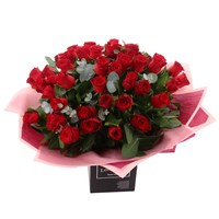 50 Long Stem Red Rose Valentine's Day Hand Tied Bouquet 