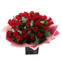 50 Red Long Stem Rose Valentine's Day Hand Tied Bouquet