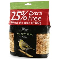 Tom Chambers Mealworm Munch 400g + 25% Extra Free Wild Bird Food (BFB635A)