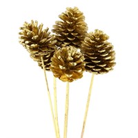 Cones Sprayed (x 5 Individual Stems) - Gold