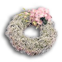 With Sympathy Flowers - Gypsophila Wreath 12 Inch