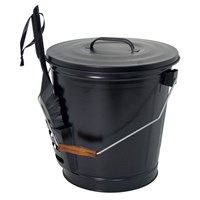 Panacea Black Open Hearth Ash Bucket with Shovel (15343)