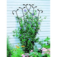 Panacea Forged Fan Trellis with Leaves - Black (89482)