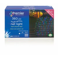 Premier 3.5m 360 Multi-Coloured LED Multi-Action Net Christmas String Lights (LV122742M)