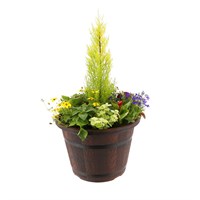 Planted Barrel Seasonal 16 inches Outdoor Planter Bedding Container - Summer