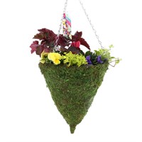 Hanging Seasonal Bedding Feather Moss Cone 12 Inches - Autumn